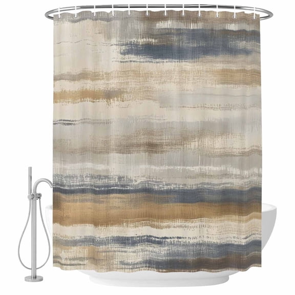 Brown Beige Ombre Shower Curtain Set - 72" x 78" Washable Bathtub Curtain with 12 Hooks, Geometric Oil Painting Abstract Art Waterproof Fabric Stall Shower Curtains for Bathroom/Bathtub Décor