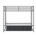 Mainstays Twin over Twin Silver Metal Bunk Bed with Gray Storage Bins