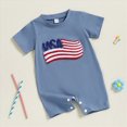 thumbnail image 2 of Xudanell Baby Girl Newborn Clothes 4th of July Flag Rompers Jumpsuit Outfit Summer Trendy Baby Wear Blue 0-3 Months, 2 of 9