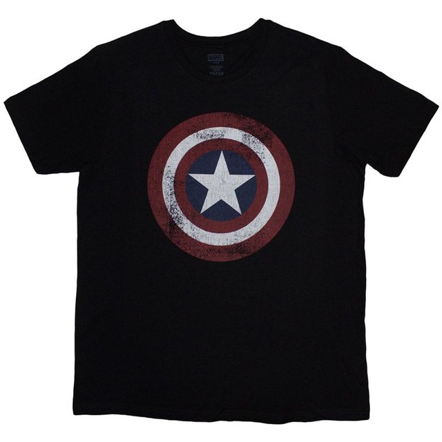 Marvel Comics T-Shirt Adulte Captain America avec Bouclier Usé