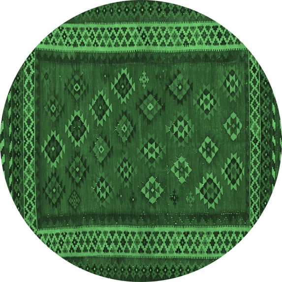 Ahgly Company Indoor Round Oriental Emerald Green Traditional Area Rugs, 5' Round