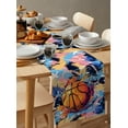 thumbnail image 6 of Ldtrchee Abstract Basketball, Table Runner 48 Inches, Contemporary Rainbow Street Art Bed Runner Dresser Scarves Tabletop for Indoor Outdoor Parties/Ceremony/Banquet, 13" x 48", 6 of 8