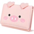 thumbnail image 1 of Bolso pequeño YONGSHENG de cuero triple plegado con RFID rosa cerdo, 1 of 5
