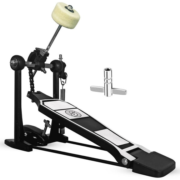 5 Core Bass Drum Pedal Mount Adjustable Felt Beater Head Single Chain Heavy Duty Kick Drum Foot Pedal for Drumming Set Instrument for Beginner & Pro Drummers - DFP 04
