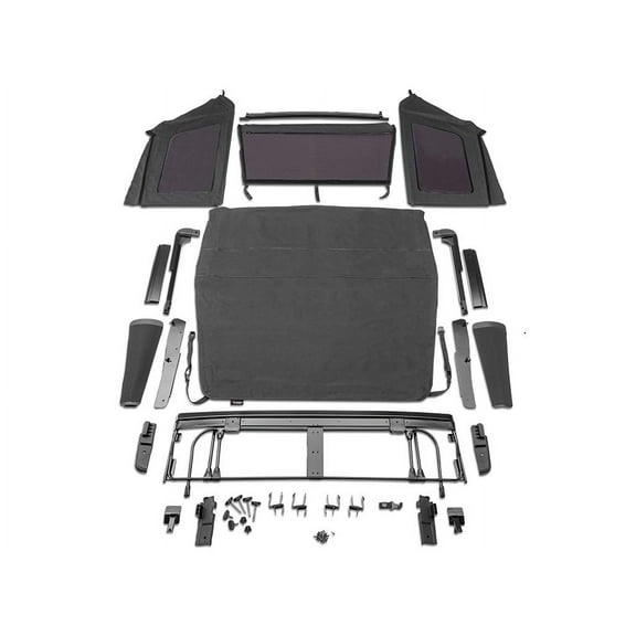 Rampage by RealTruck Trailview Softop | Vinyl, Black Diamond Color | 139335 | Compatible with 2018 - 2024 Jeep Wrangler JL 2-Door