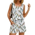 thumbnail image 4 of BOMYJESK 2 Piece Sets for Women Tank Square Neck Sleeveless Cute Floral Print Matching Shorts Sets Elastic Waisted Plus Size Pajama Set with Pocket Spring White XXXL, 4 of 8