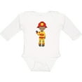 thumbnail image 3 of Inktastic African American Boy, Fireman, Firefighter Boys Long Sleeve Baby Bodysuit, 3 of 5
