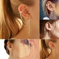 thumbnail image 2 of UDIYO 1Pc Punk Tassels Chain Leaf Fish Cross Charms Ear Stud Cuff Earring Jewelry Gift, 2 of 7