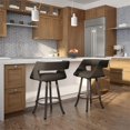 thumbnail image 2 of Amisco Metro 26.75" Polyester Swivel Counter Stool in Dark Brown Gray/Dark Brown, 2 of 3