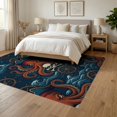 thumbnail image 3 of ODIKA 6'x9' Washable Area Rug Non-Slip, Easy Care, Cartoon Nautical Octopus Pirate Themed Abstract Vintage Creature for Family Room, Living Room, Master Bedroom, 3 of 7