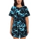 thumbnail image 1 of Fotbe Lightning Conjunto de Pijama Estampado para Mujer, 2 Piezas, Ropa de Dormir con Camiseta de Manga Corta y Shorts Suaves-Small, 1 of 6