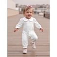 thumbnail image 3 of BemeyourBBs Baby Girls Jumpsuit Romper Newborn Coming Home Outfit Long Sleeve Doll Collar Frills Romper Fall Winter Spring Baby Essentials Clthes, 3 of 9