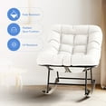 thumbnail image 3 of JUSTLET Outdoor Rocking Chair with Ottoman, Patio Rocker Egg Recliner Chair Indoor Comfy Reading Chair Set, Beige, 3 of 7