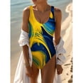thumbnail image 5 of Maillot de Bain une Pièce Monokini pour Femmes, Dos Ouvert, Taille Haute, Dégradé, Col Rond, Mode Sportive, 5 of 5