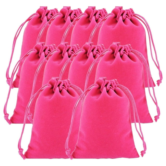 Bolsas de organza con cordón MiniVelvFiusha 10Pzas Fiusha 7.2x9cm Terciopelo VentDepot