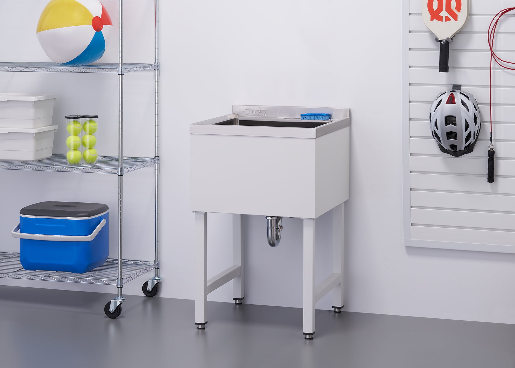 TRINITY BASICS | 18x16x13 Basin | Stainless Steel Utility Sink | NSF | White