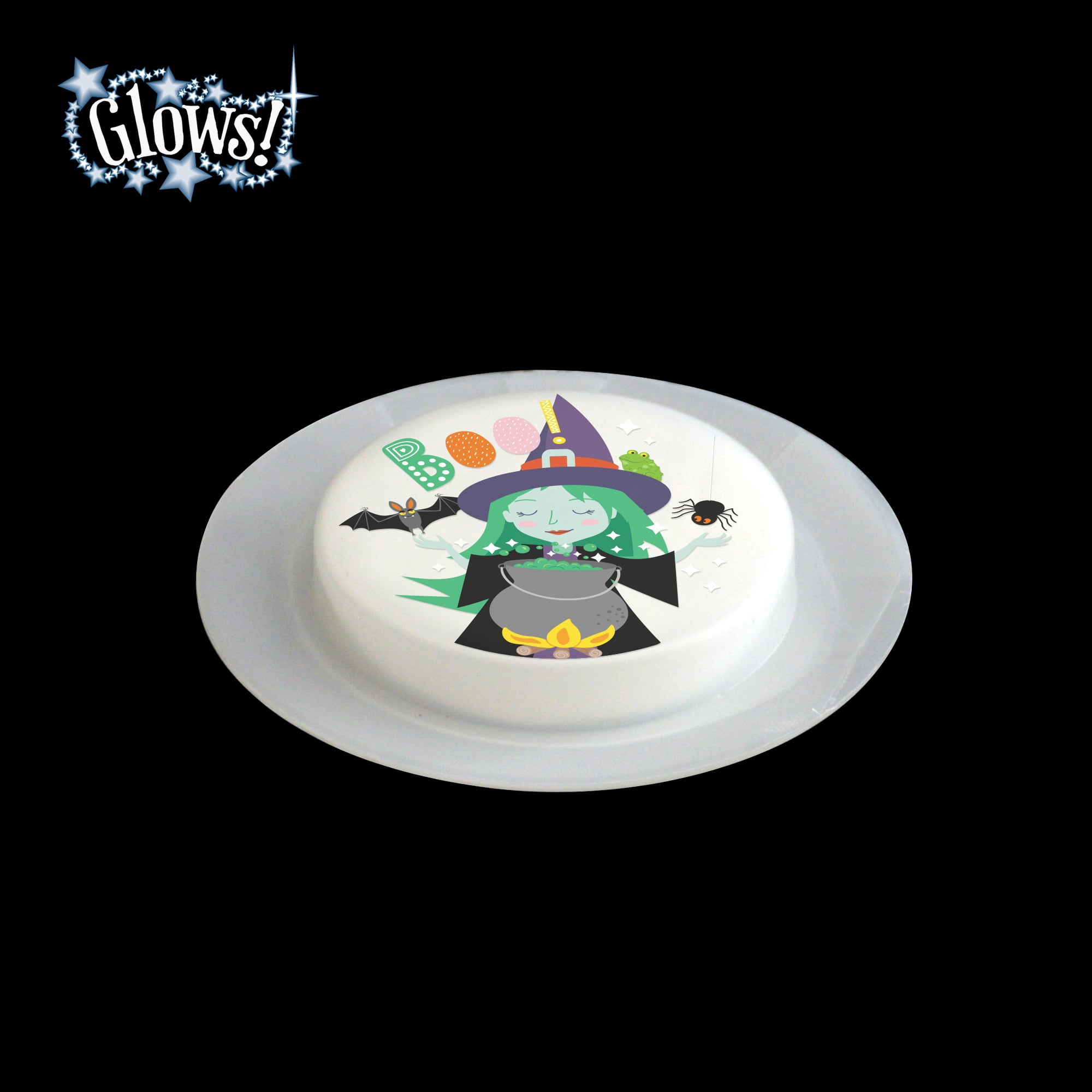 Vendor Labelling Halloween 1ct Yellow Glow Button, Witch, 3.5inch,