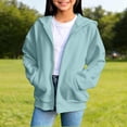 thumbnail image 4 of ZOYOEN Girls Hoodie with Pocekts- Long Sleeve Loose Fit Casual Lightweight Zip Up Kids Fall Jacket Light Blue Size 12, 4 of 6