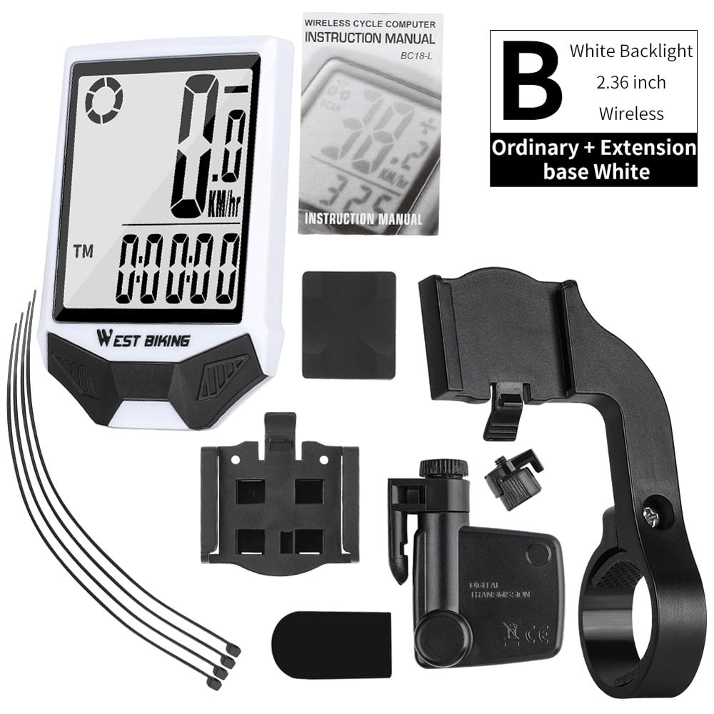 USB Wireless LCD Bike Computer Backlight MTB Bicycle Cycling Speedometer w/Mount 