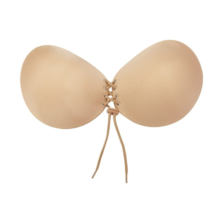 Yeahitch Adhesive Bra Strapless Sticky Invisible Push up Silicone Bra for  Backless Dress with Nipple Covers Nude Beige XL/D 
