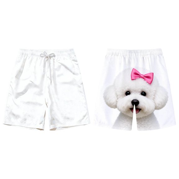 Zsyiiiiii Men's Funny Dog 3D Graphic Yellow Loose Fit Summer Beach Shorts