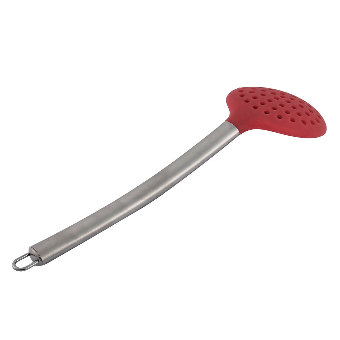 Unique Bargains Covering Head Stainless Steel Handle Slotted Spoon Ladle Silver Red