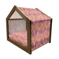 thumbnail image 2 of Abstract Pet House, Diamond Shaped Mosaic Crossed Geometric Forms in Watercolor Picture, Outdoor & Indoor Portable Dog Kennel with Pillow and Cover, 5 Sizes, Orange Purple Pink, by Ambesonne, 2 of 5