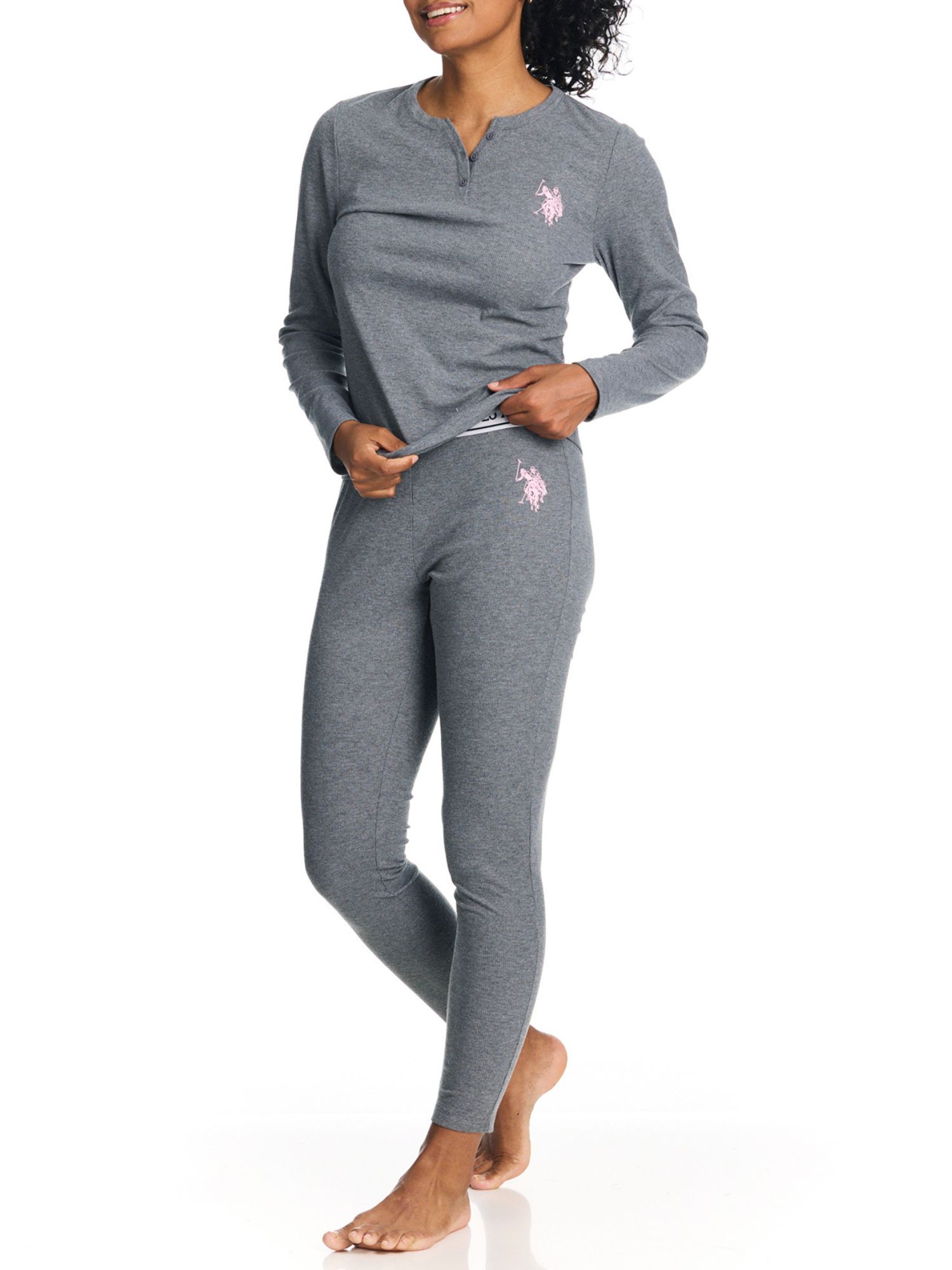 U.S. Polo Assn. Women's Ribbed Henley Thermal Set photo 8
