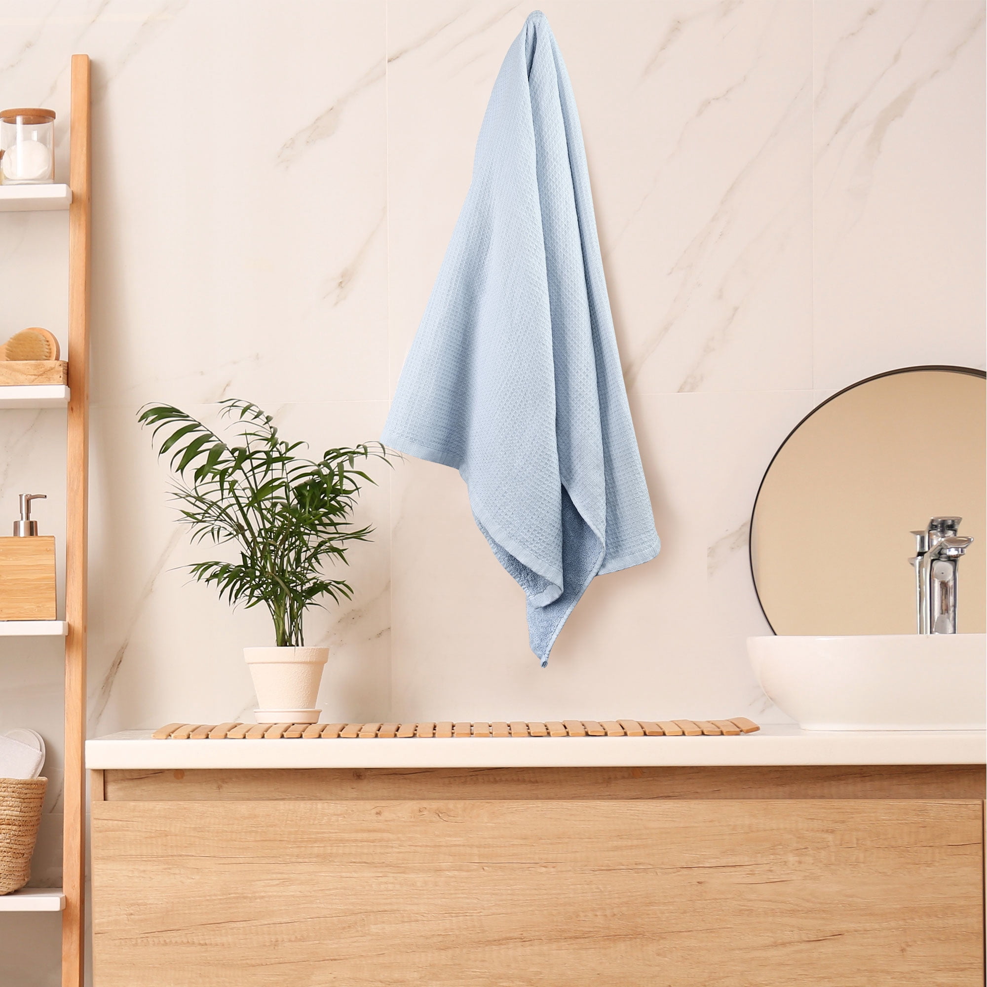 PiccoCasa Cotton Bath Towels 4Pcs 27"x54" Absorbent Waffle Weave Mixed Color