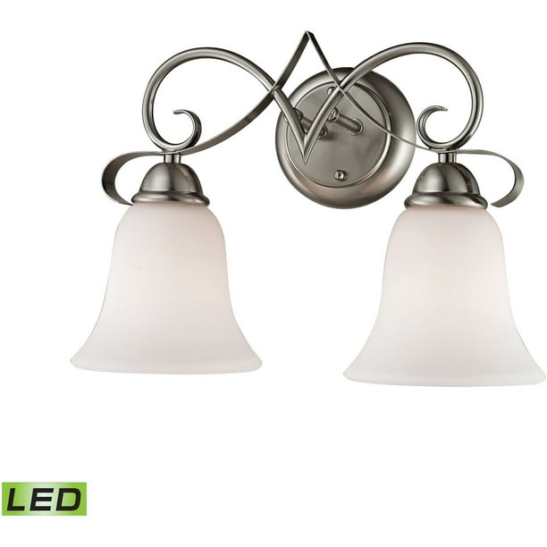 Bathroom Vanity 2 Light Fixtures With Brushed Nickel Finish Metal Glass Material In 15 19 Watts Com Bathroom Vanity 2 Light Fixtures With, 2 Light Bathroom Vanity Lights Brushed Nickel