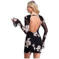 thumbnail image 2 of Moggemol Robes de Soirée pour Femmes Robes de Cocktail Réunion Dos Nu Floral Mini Fête Anniversaire Fête Noir P, 2 of 6