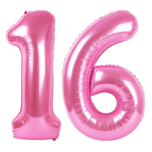 Globo digital Kelfuoya, 40 cm, rosa, número 16, para decoración de fiestas
