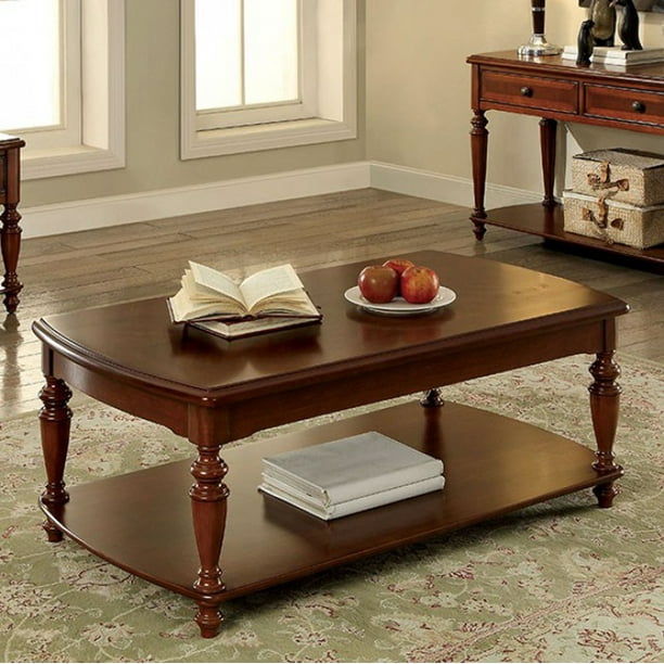 Transitional Coffee Table In Walnut Finish