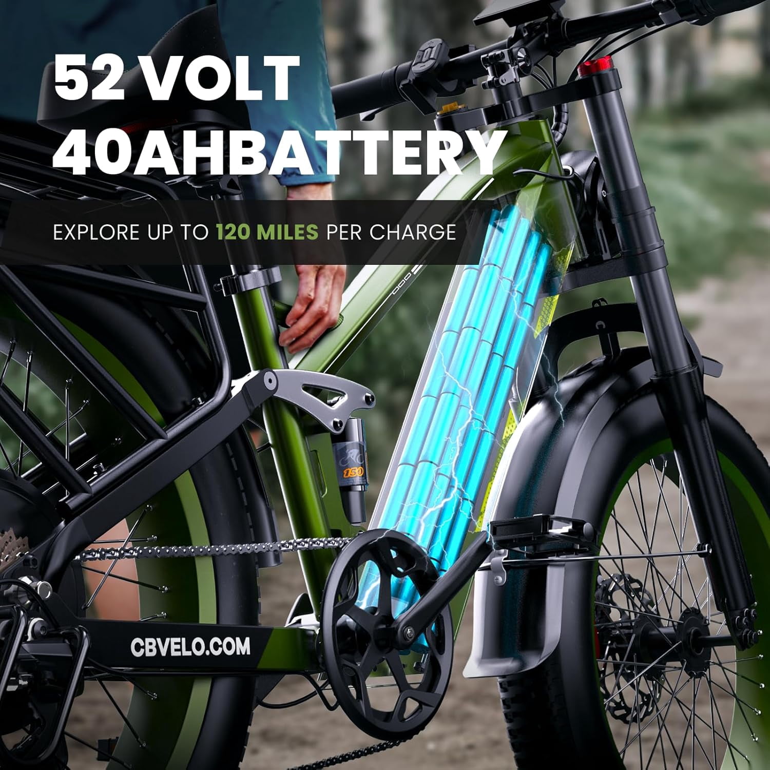CBVELO Electric Bike for Adults, 5000W Ebike, 50MPH 100Miles Electric Mountain Bike, 26"Fat Tire with 60V 50AH Battery Full Suspension Electric Cruiser Bike