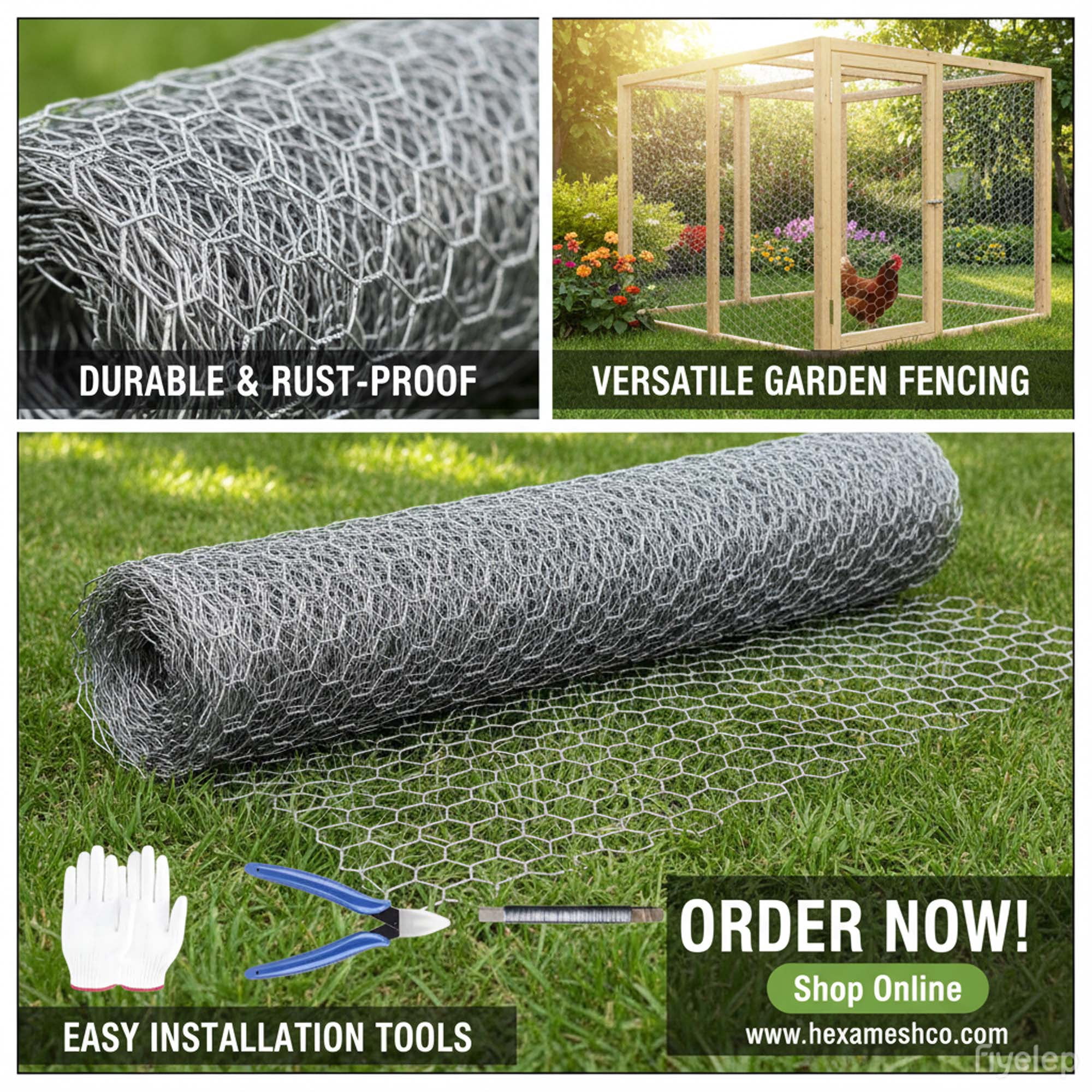 Miniyam 33.5 in x 99 ft Silver Galvanized Metal Hexagonal Mesh, Rust-Resistant Garden Net, Suitable for Floral Arrangements, Chicken Wire, Handicrafts, Plant Protection, and Rabbit Cages