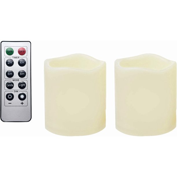 2 Waterproof Outdoor Battery Operated Flameless LED Pillar Candles with