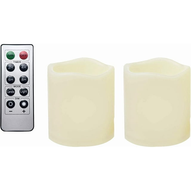 2 Waterproof Outdoor Battery Operated Flameless LED Pillar Candles with