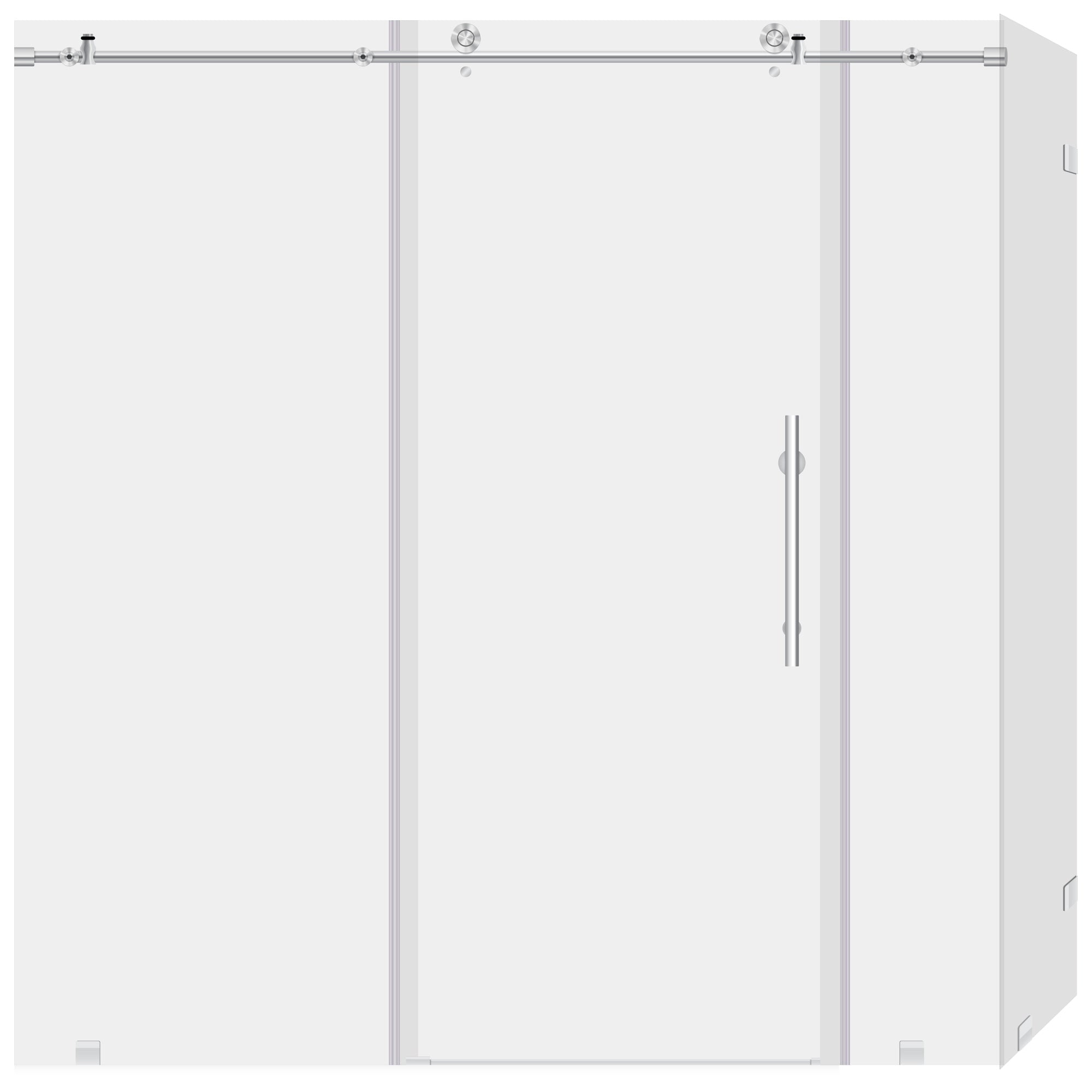 lesscare  frameless chrome/ brushed nickel finish clear glass shower enclosure
