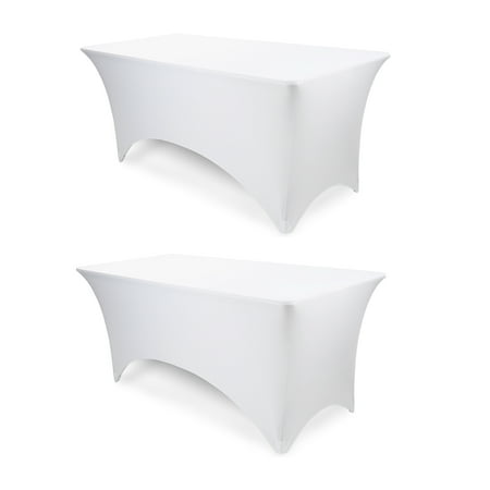 

Pomp Spandex White 4 Foot Stretch Fitted Tablecloth (2 Pack) | Wrinkle + Stain Resistant Easy Care Fabric | Crafted Exclusively for Walmart