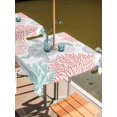 thumbnail image 2 of Outdoor Table Cloth with Umbrella Hole and Zipper, Teal Red Coastal Turtle Waterproof Square Tablecloth 54"x54", Ocean Coral Nautical Washable Table Cover for Outside Party Patio Picnic, 2 of 6