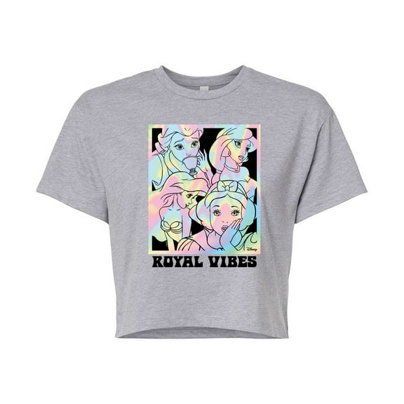 Disney - Royal Vibes Princess Group - Juniors Cropped Cotton Blend T-Shirt