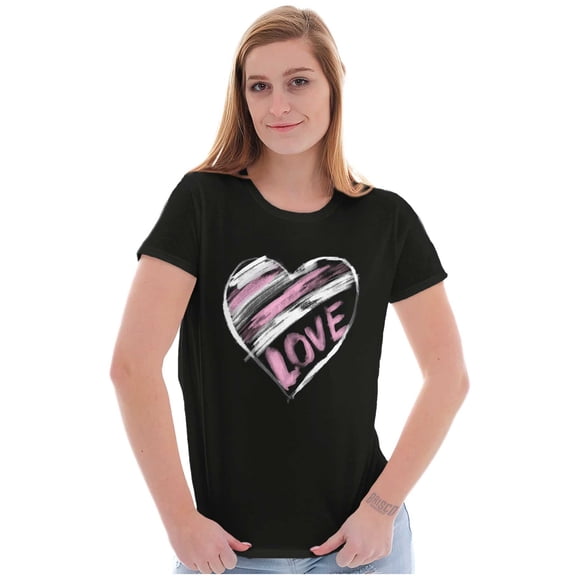 Valentine's Day Love Heart Sketch Womens Slim Fit Graphic Tee Brisco Brands S