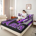 thumbnail image 4 of Homewish Cheetah Leopard Print Bed Sheets for Girl, Black Purple Eiffel Tower King Sheets, Stripes Abstract Sheet Set, Microfiber Bedroom Decor, 4-Piece, 4 of 7