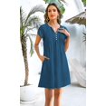 thumbnail image 2 of Vestido Disamer casual de manga corta de verano con estampado floral azul para mujer, 2 of 6