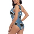 thumbnail image 4 of Sikiie Cute Cartoon Astronaut Print Women One Piece Swimsuits Tummy Control One Shoulder Bathing Suits Ruffle Swimwear, From S to XXL-XX-Large, 4 of 6