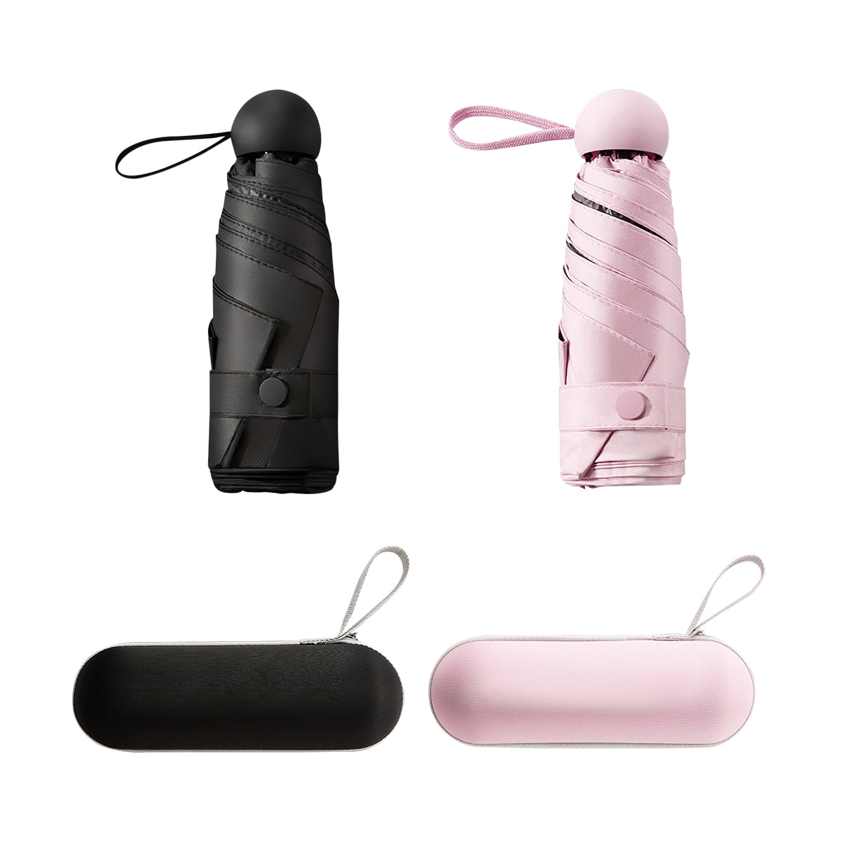 Kepooman 2 PACKS Windproof Travel Capsule Umbrella, 8-Bone Sunscreen Umbrella, Auto Open Close Lightweight Sun & Rain Umbrella with Case, Pink & Black Kepooman 2 PACKS Windproof Travel Capsule Umbrella, 8-Bone Sunscreen Umbrella, Auto Open Close Lightweight Sun & Rain Umbrella with Case, Pink & Black