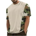 thumbnail image 2 of Dovford Mens Casual Short Sleeve Tops Summer Crew Neck Loose T-Shirt Camouflage Colorblock Shirts Cute Tee Clothes Plus Size, 2 of 5