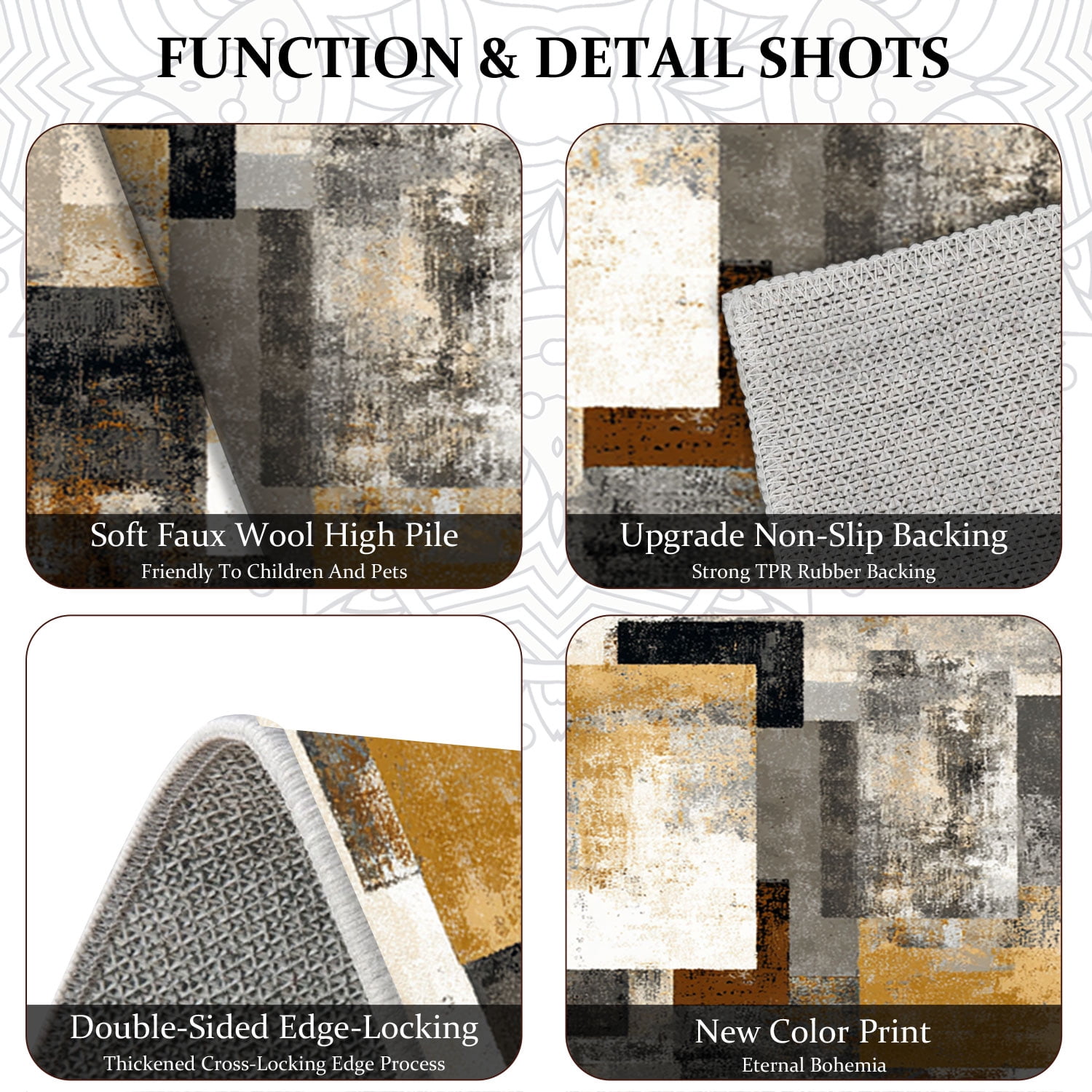 3 Piece Kitchen Rug Set, Non-Slip And Washable, Abstract Pattern Kitchen Hallway Rug, Soft And Comfortable, Suitable For Sinks, Floors, Entrances, Hallways and Bathrooms
