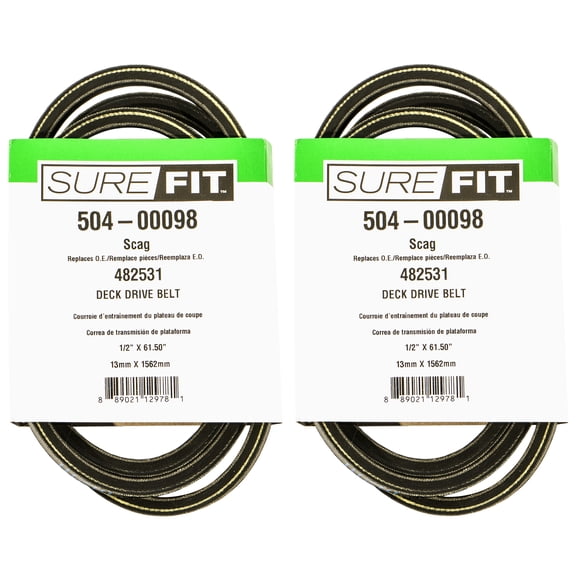 SureFit Deck Drive Belt Scag 482531 STC STWC Tiger Cub Wildcat 52" Cut Mower 2PK
