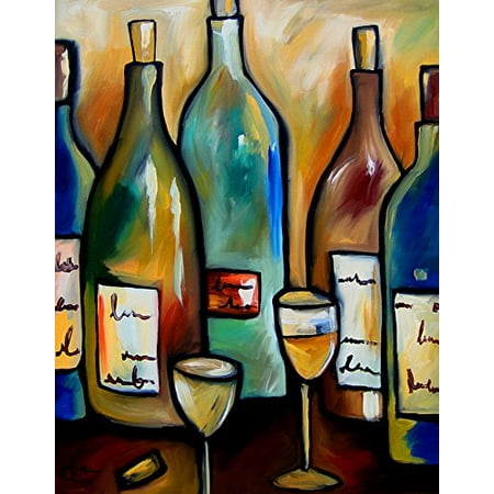 CANVAS Assorted Spirits by FidoStudio 30x24 Gallery Wrap Giclee Edition Art Print Poster Wall Decor Restaurant Art Wine Glasses Cabernet Pino Red White Wine Bar